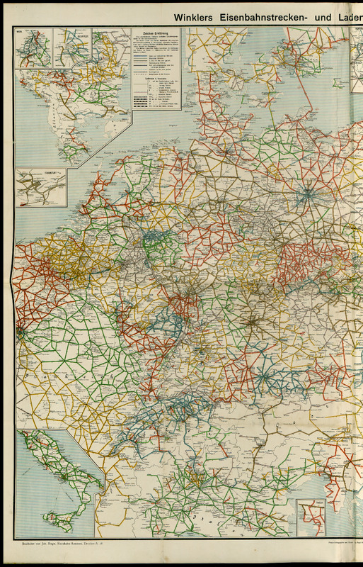 Winklers Eisenbahnstrecken- und Lademass-Karte von Mitteleuropa