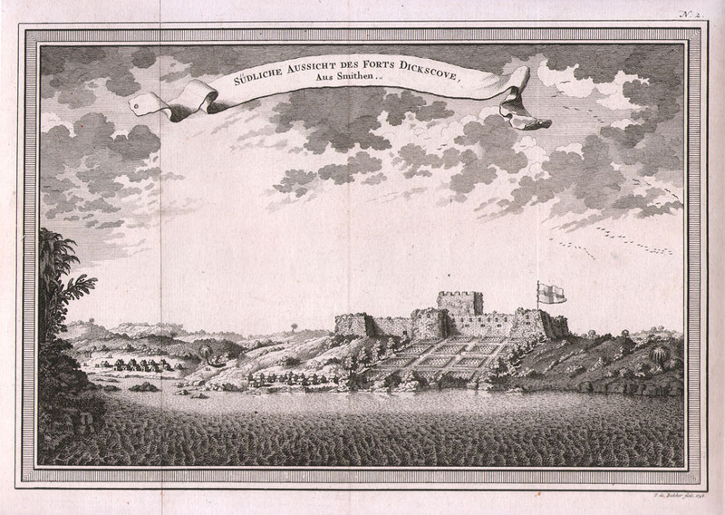 Sudliche Aussicht des Forts Dickscove aus Smithen