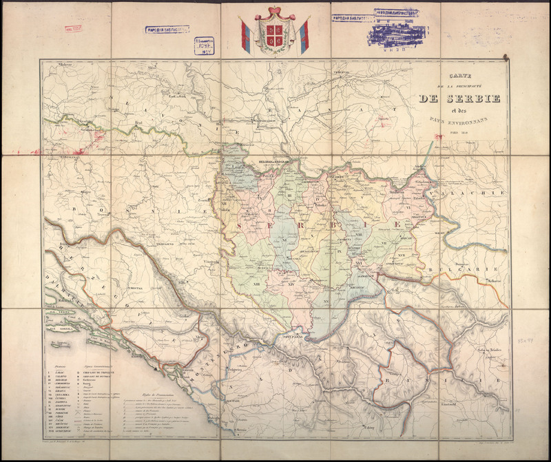 Carte de la principaute de Serbie:et des pays environnans