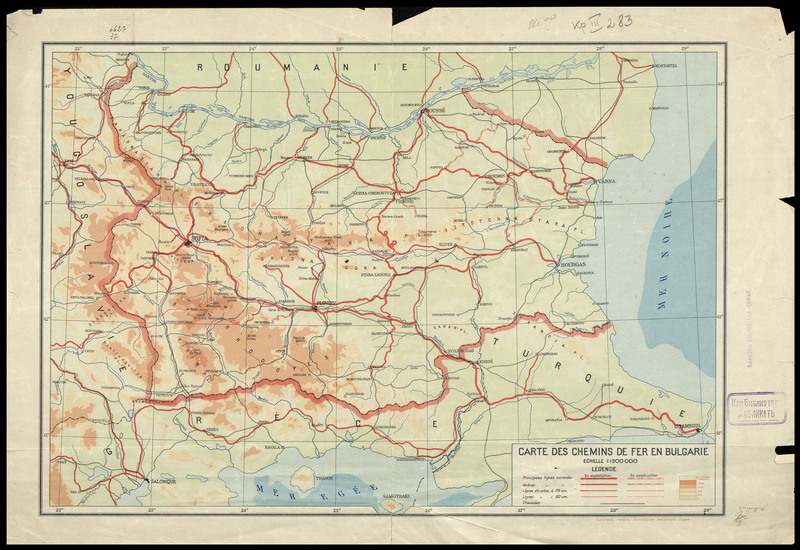 Carte des chemins de fer en Bulgarie