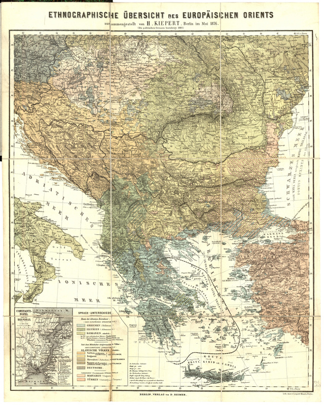 Ethnographische Ubersicht des Europaischen Orients. Zsgst. von H. Kiepert, Berlin im Mai 1876. ( Die politischen Grenzen berichtigt 1882)