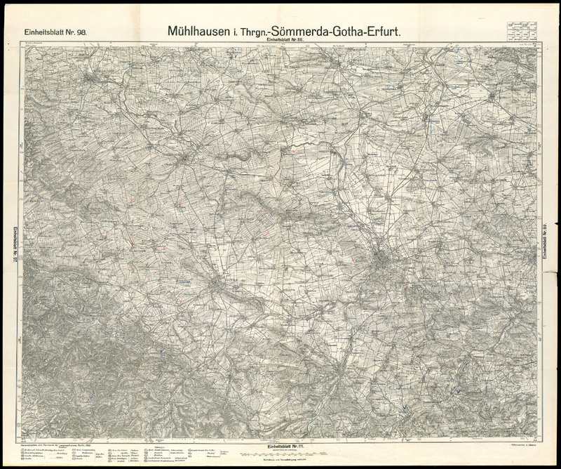 Muhlhausen i. Thrgn. - Sommerda Gotha - Erfurt . Herausgegeben von der Preu. Landesaufnahme
