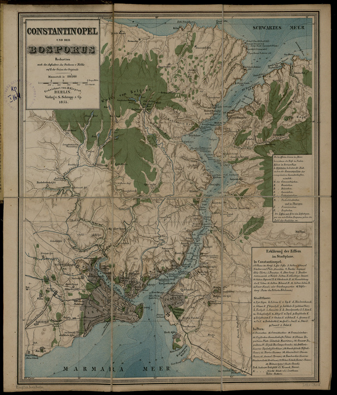 Constantinopel und der Bosporus Reduction nach der Aufnahme des Freiherrn v. Moltke auf 1/4 der Grosse des Originals
