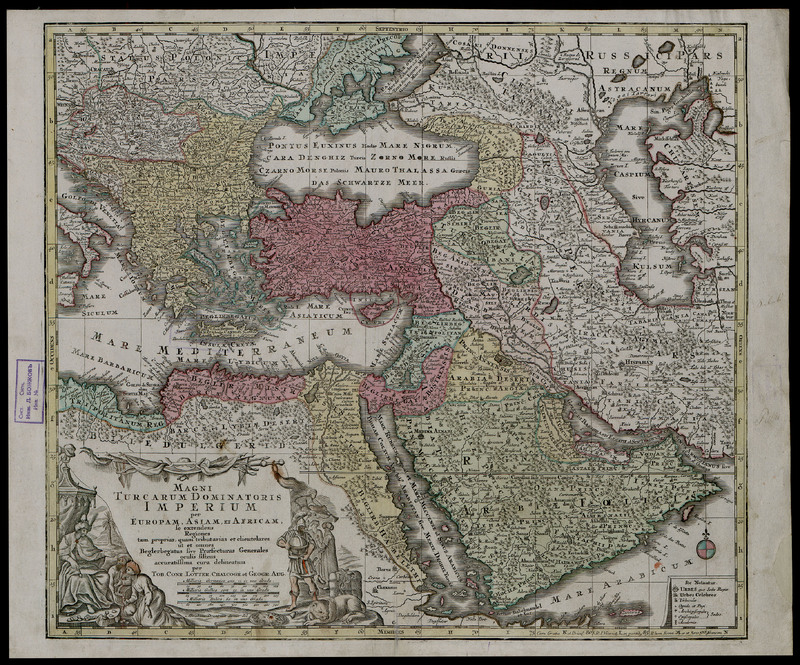 Magni Turcarum Dominatoris Imperium per Europam, Asiam, et Africam se extendens Regiones tam proprias quam tributarias et clientelares ut et omnes Beglerbegatus sive Praefeturas Generals ocuis sistens accuratissima cura delineatum