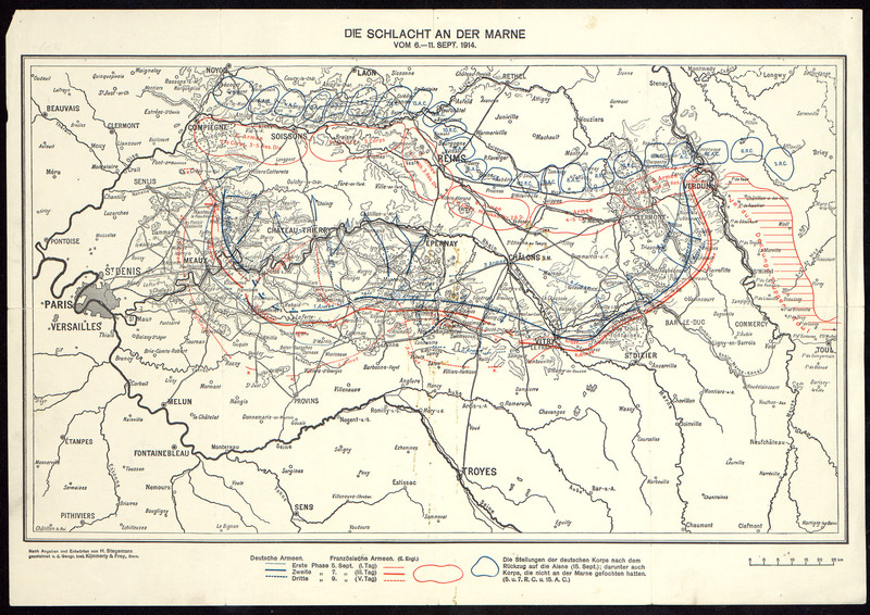 [Karte]: Die Schlacht an der Marne vom 6. - 11. Sept. 1914