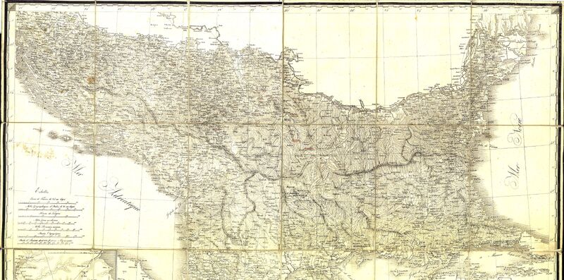 Carte generale de la Turquie d'Europe a la droite du Danube ou des beglerbegliks de Roum Jli, Bosna et Moree