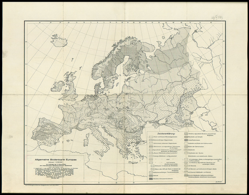 Allgemeine Bodenkarte Europas im auftrage der V. Kommission der Internationalen Bodenkundlichen Gesellschaft