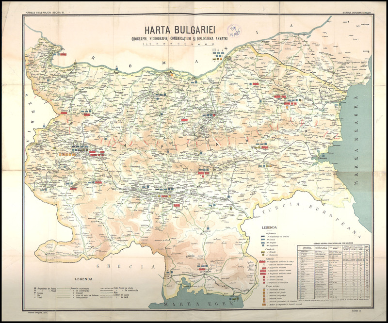 Harta Bulgariei .Orografie, Hidrografie, Comunicatiuni si dislocarea armatei