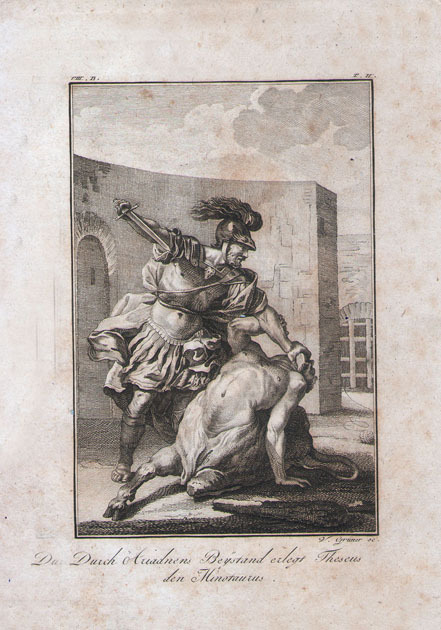 Druch Ariadnens Beystand erlegt Theseus den Minotaurus