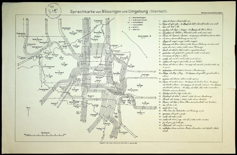 Sprachkarte von Mossingen und Ungebung (Steinlach)