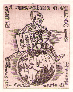 Exlibris Fondazione C. Collodi Pescia - Centenario di Pinocchio