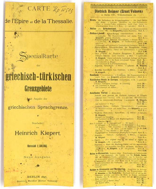 Carte de l'Еpire et de la Thessalie : die griechisch-turkischen Grenzgebiete mit Angabe der griechischen Sprachgrenze