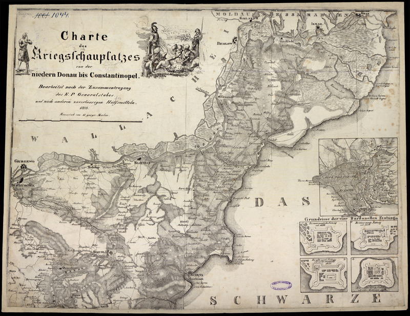 Charte des Kriegsschauplatzes von der niedern Donau bis Constantinopel. Bearbeitel nach der Zusamentragung des K. P. Generalstabes und nach anderen zuverlassigen Hufssmitteln