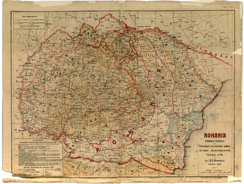 Romania. Provinciile romnesti si principalele lor frontiere istorice, cai ferate, administratia politica, navigatia in 1919