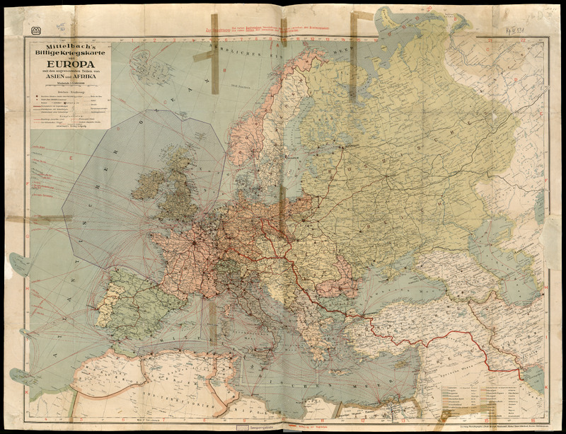 Mittelbach's billige Kriegskarte von Europa mit den angrenzenden Teilen von Asien und Afrika