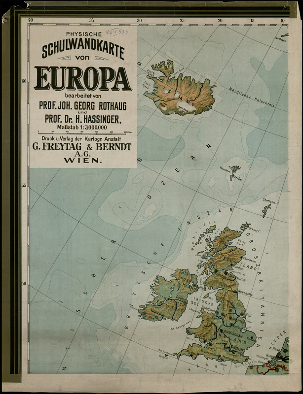 Physische Schulwandkarte von Europa