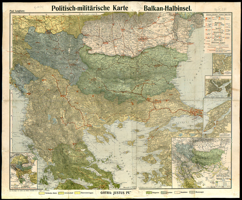 Politisch-militarische karte der Balkan-Halbinsel von Paul Langhans