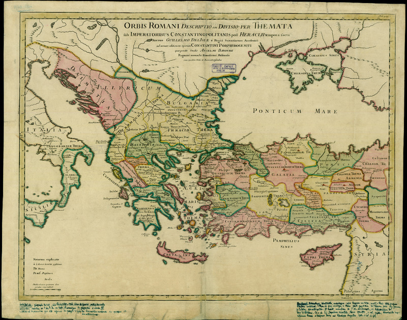 Orbis romani descriptio seu divisio per Themata sub imperatoribus Constantinopolitanis post Heraclii tempora facta. Auctore Guillelmo de l'Isle e Regia,... ad novam editionem operum Constantini Porphyrogeniti ...