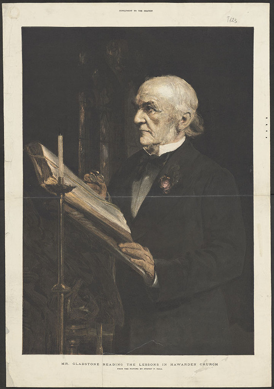 Mr Gladstone reading the Lessons in Hawarden Parish Church