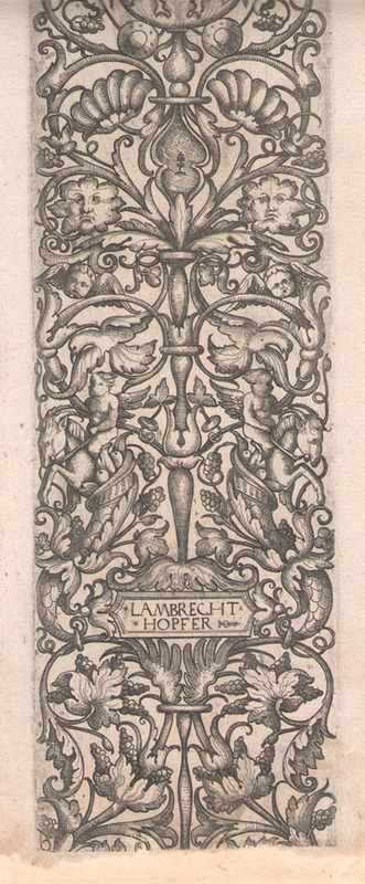 Candelabra with putti on goats at center