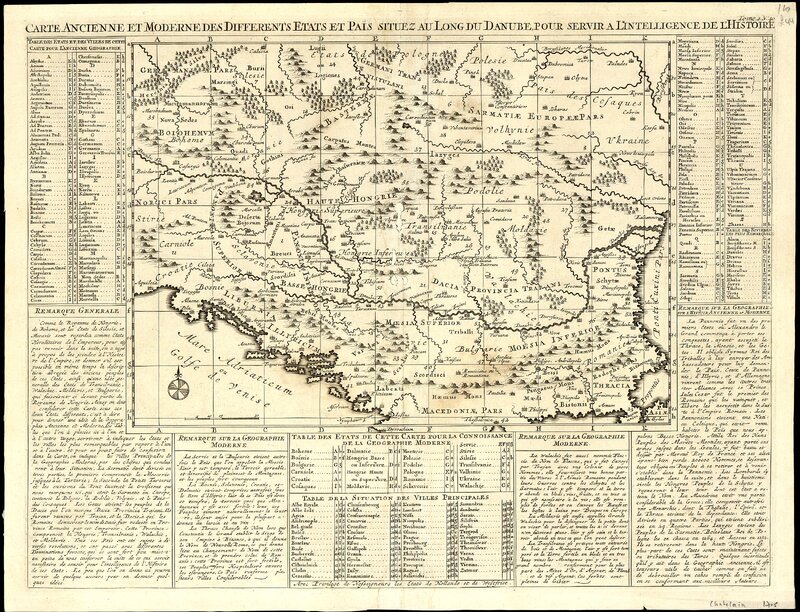 Carte Ancienne et Moderne des Differents Etats et Pais situez au Long du Danube, pour servir a L'Intelligence De L'Histoire