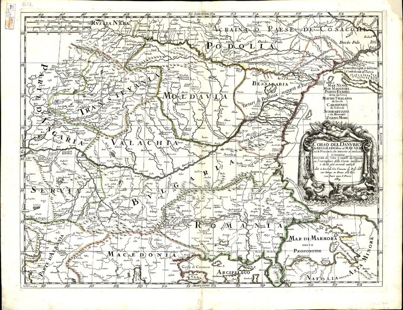 Corso del Danubio da Belgrado fino al Mar Nero con le Prouincie, che intorno al medesimo si trouano descritto da Giac. Cantelli da Vignola su l`esemplare delle carte migliori e delle piu recenti notizie