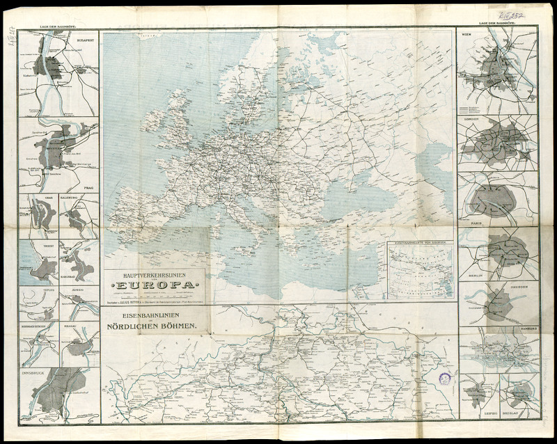 Eisenbahn - routen- Karte von Mittel- Europa