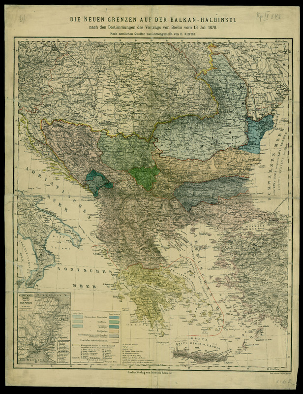 Die neuen Grenzen auf der Balkan-Halbinsel nach den Bestimmungen des Vertrags von Berlin vom 13 Juli 1878