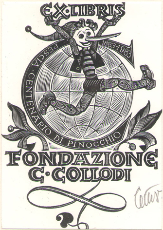 Exlibris Fondazione C. Collodi. Pescia centenario di Pinocchio 1883-1893