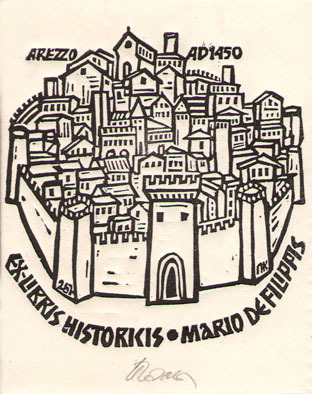 Exlibris Mario de Filippis. Arezzo AD1450