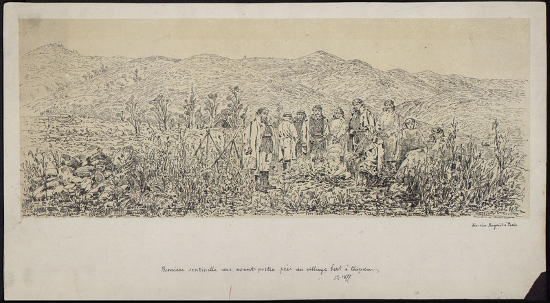 Premiere sentinelle des avant postes pres du village vert a Chipka 1877