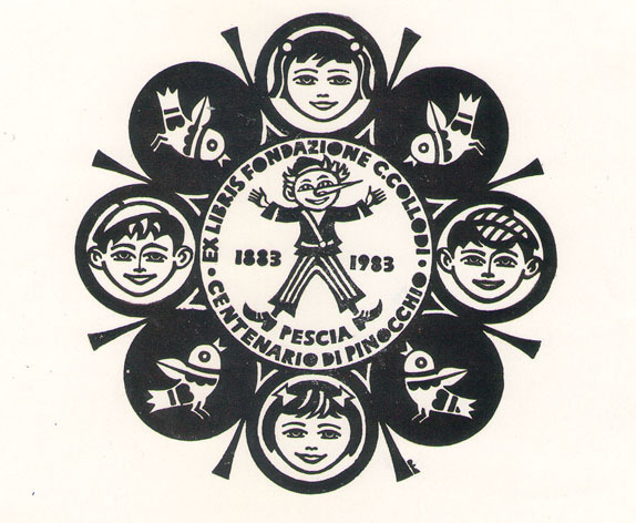 Exlibris Fondazione C. Collodi Pescia Centenario di Pinoccio 1883 - 1983