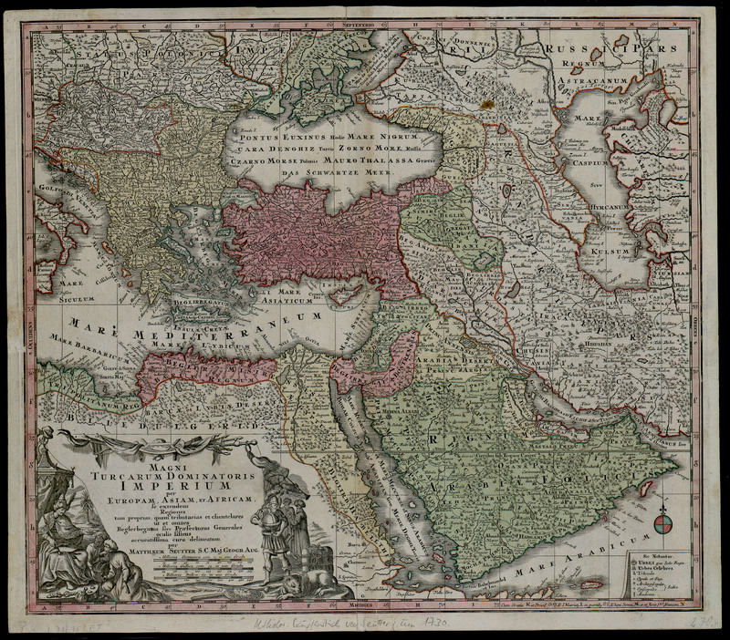 Magni Turcarum Dominatoris Imperium per Europam, Asiam, et Africam se extendens Regiones tam proprias quam tributarias et clientelares ut et omnes Beglerbegatus sive Praefeturas Generals ocuis sistens accuratissima cura delineatum . . .