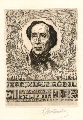 Exlibris Inge Klaus Rodel. XVIII internationalen kongress Linz 1980