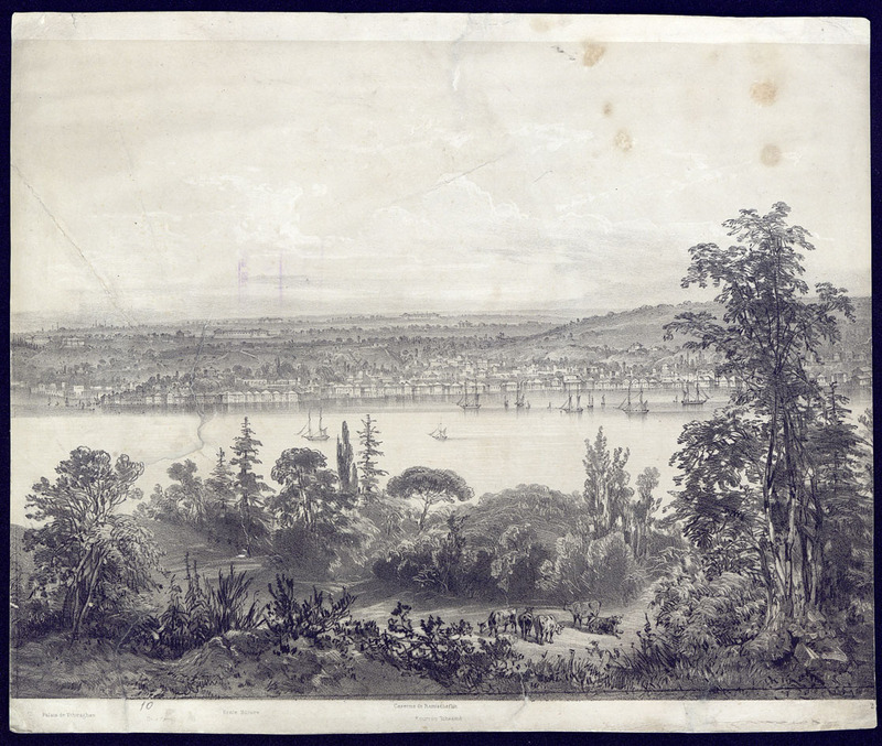The Bosphorus. Lithographs after J. Schranz.Palais de Tahiraghan.Orta Keui.Ecole Militarie.Caserne de Ramischeflick.Kourrou Tchesme