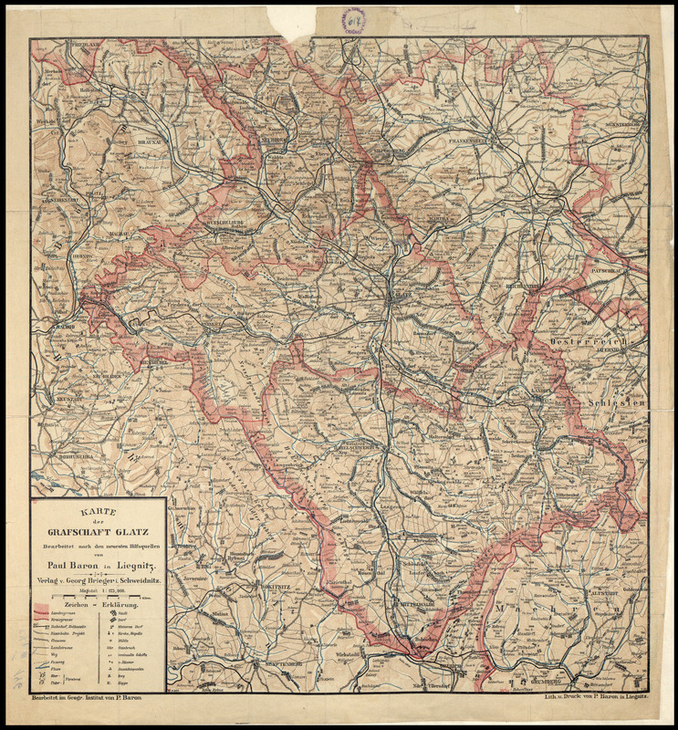 Karte der Grafschaft Glatz / bearbeitet […] von Paul Baron in Liegnitz