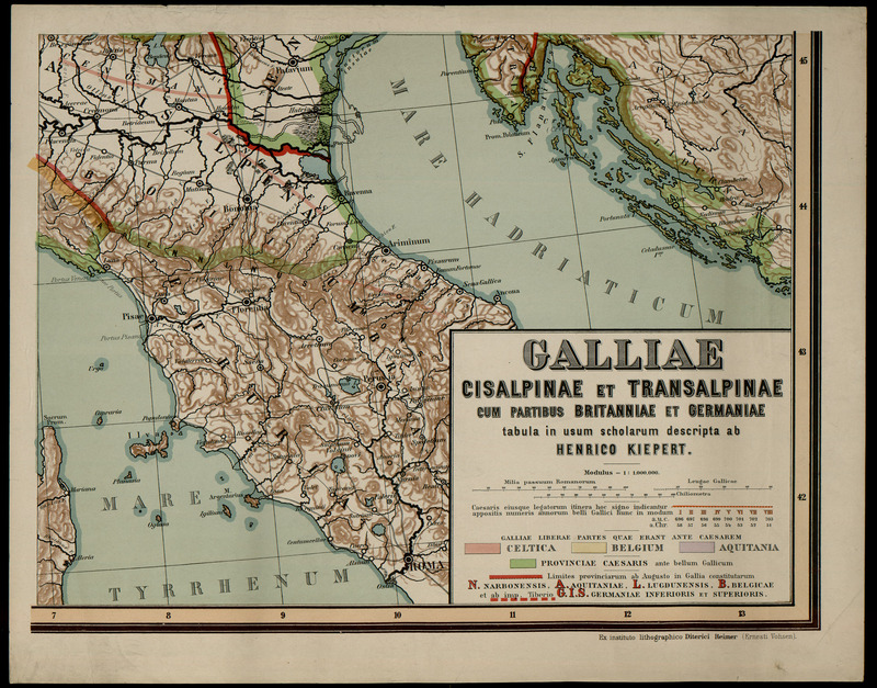 Wandkarte von Alt-Gallien nebst Teilen von Britannien und Germanien von Heinrich Kiepert