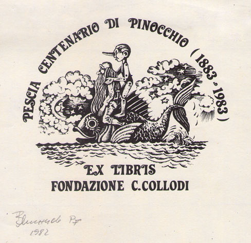 Exlibris Fondazione C. Collodi. Pescia Centenario di Pinocchio 1883-1983