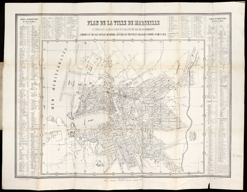 Plan de la ville de Marseille : comprenant tous les nouveaux quartiers ainsi que les principaux changemens [sic] operes jusqu'en 1851