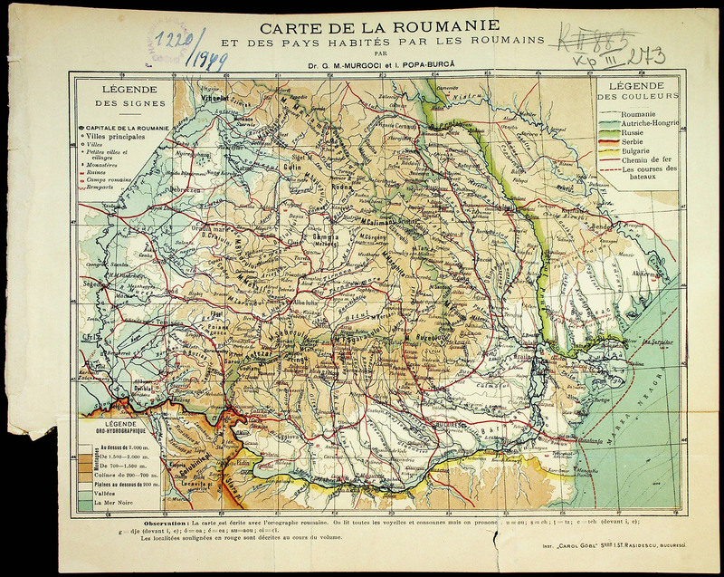 Carte de la Roumanie et des pays habites par les roumains