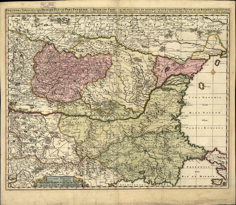 Exactissima tabula, qua tam Danubii fluvii pars inferior, a Belgrado urbe usq[ue] ad ejus ostia, et minores in eum influentes fluvii, quam regiones adjacentes, ut Transylvania, Valachia, Moldavia, Bulgaria, Bessarabia et Romonia, aliiq Ucraniae ac Podoli