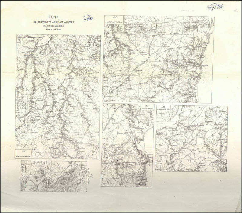 Карта на действието на конната дивизия от 2.IX.1916 до 2.I.1917 г. № 1-5