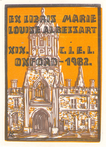 Exlibris Marie Louise Albessart. Oxford 1982