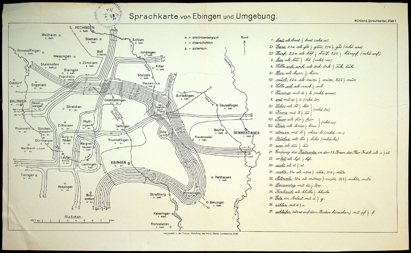 Sprachkarte von Ebingen und Umbebung