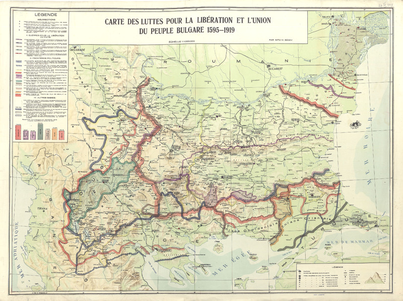 Carte des luttes pour la liberation et la union du peuple Bulgare 1595-1919